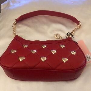 Juicy Couture Cool Red Colorful Love Shoulder Bag Studded Heart Accents NWT